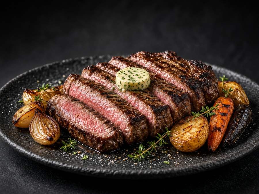 Wood-grilled steak plated at MeatariumNL