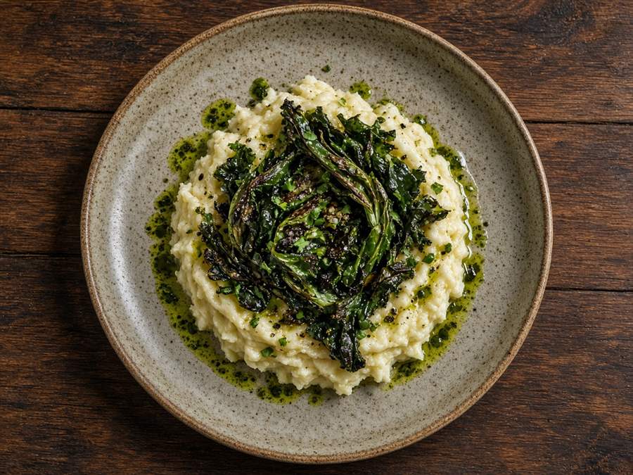 Composed side plate with herbs and roots